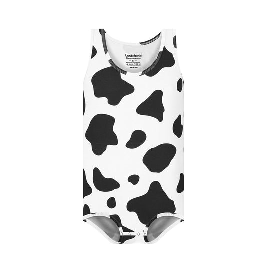 Landofgenie Mens Cotton Sleeveless Print Bodysuit - Cow - landofgenie