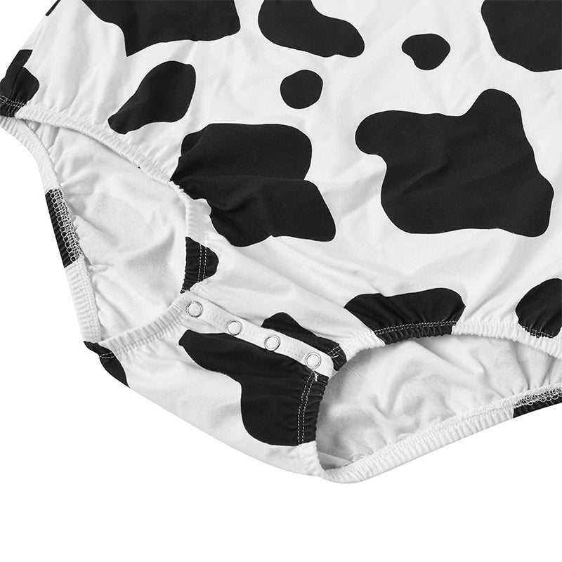 Landofgenie Mens Cotton Sleeveless Print Bodysuit - Cow - landofgenie