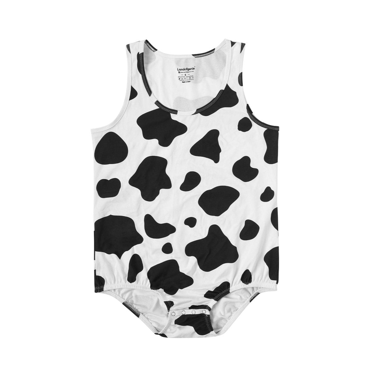 Landofgenie Mens Cotton Sleeveless Print Bodysuit - Cow - landofgenie