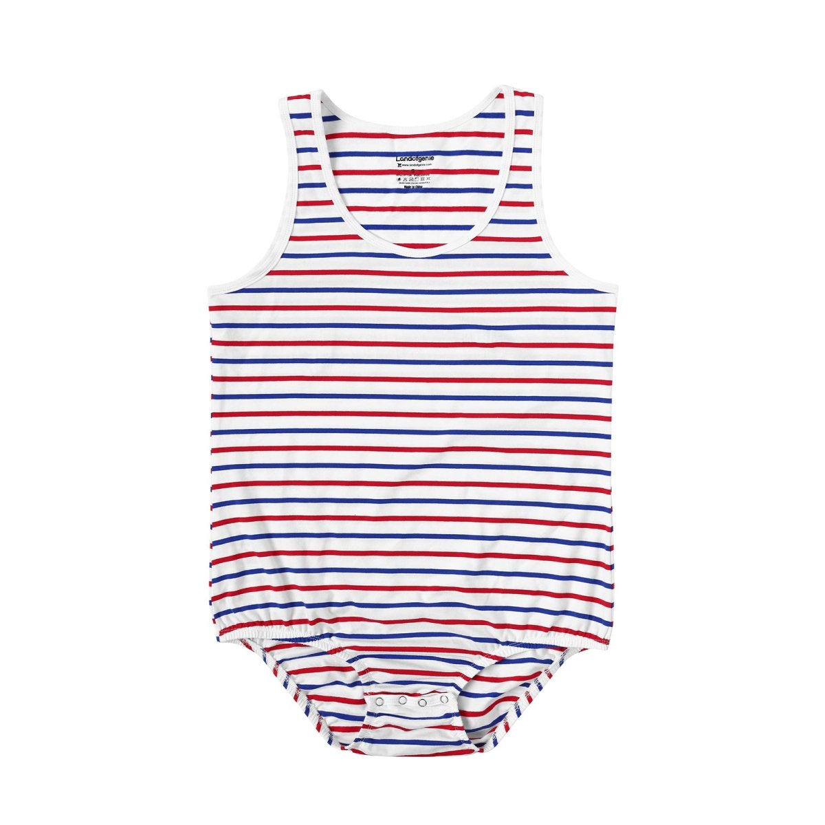 Landofgenie Mens Cotton Sleeveless Print Bodysuit - White - landofgenie