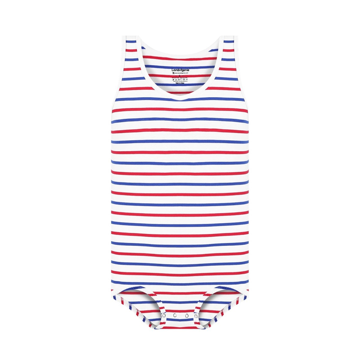 Landofgenie Mens Cotton Sleeveless Print Bodysuit - White - landofgenie