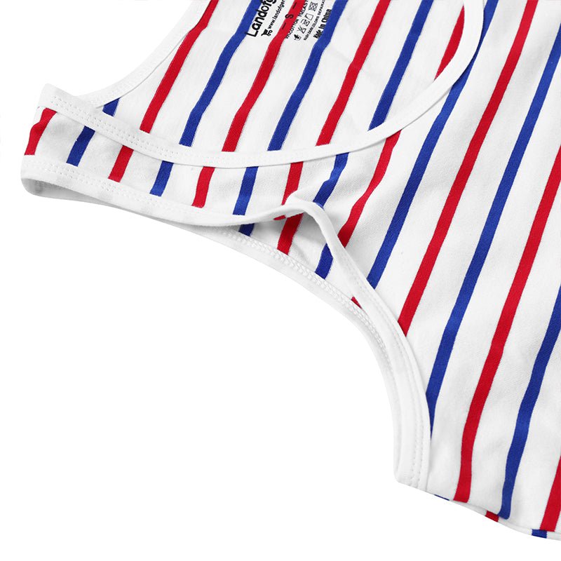 Landofgenie Mens Cotton Sleeveless Print Bodysuit - White - landofgenie