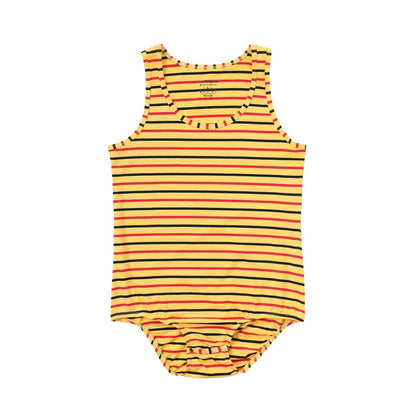 Landofgenie Mens Cotton Sleeveless Print Bodysuit - Yellow - landofgenie