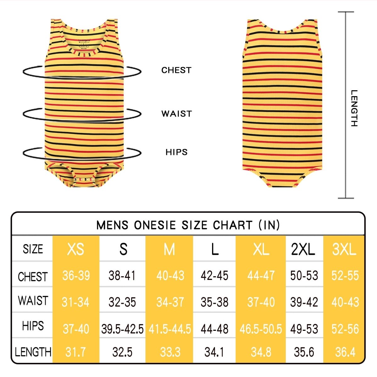 Landofgenie Mens Cotton Sleeveless Print Bodysuit - Yellow - landofgenie