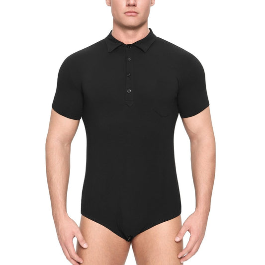 Landofgenie Mens Jumpsuit Polo Shirt Casual Style - Black - landofgenie