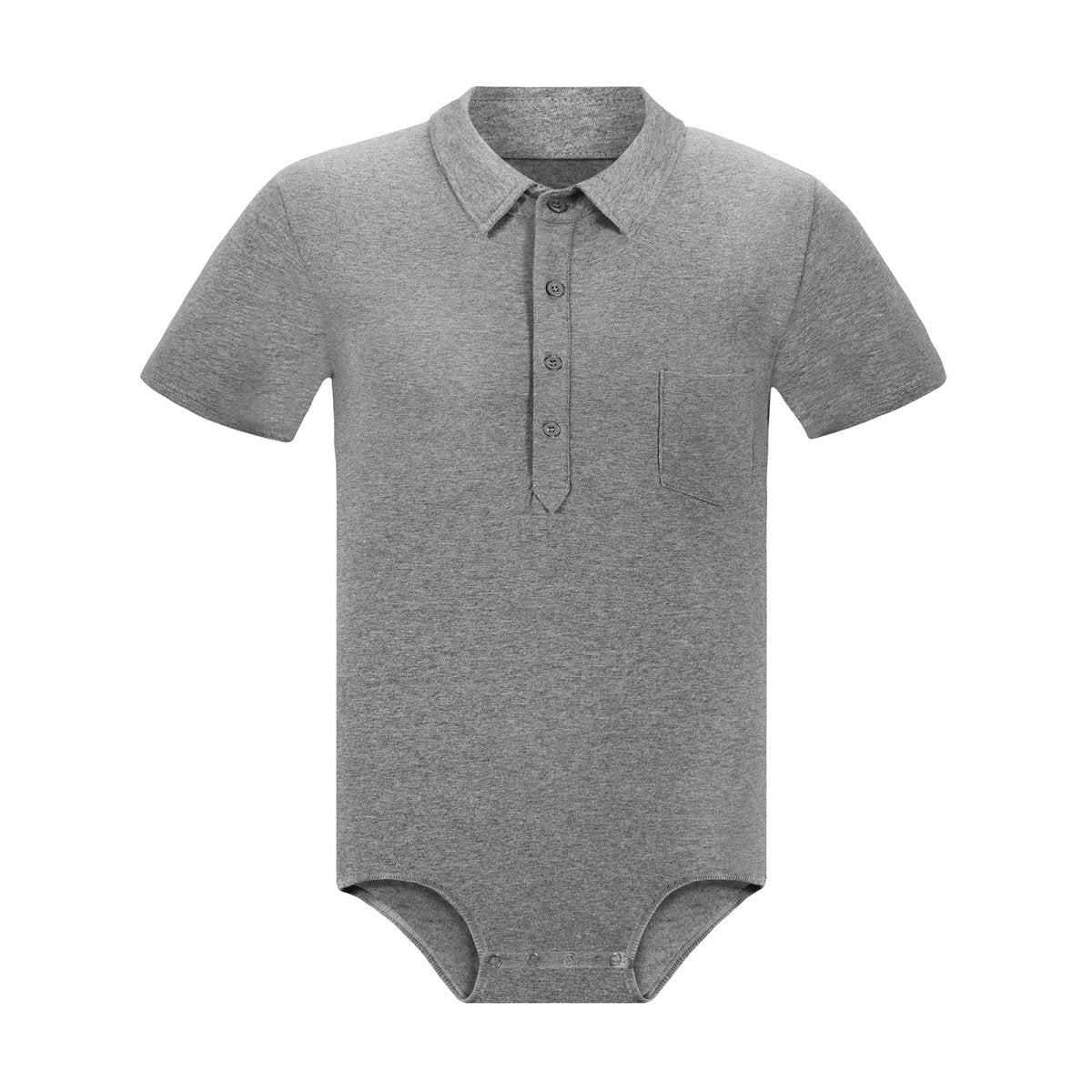 Landofgenie Mens Jumpsuit Polo Shirt Casual Style - Grey - landofgenie