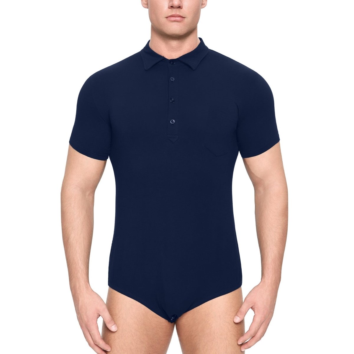 Landofgenie Mens Jumpsuit Polo Shirt Casual Style - Navy - landofgenie