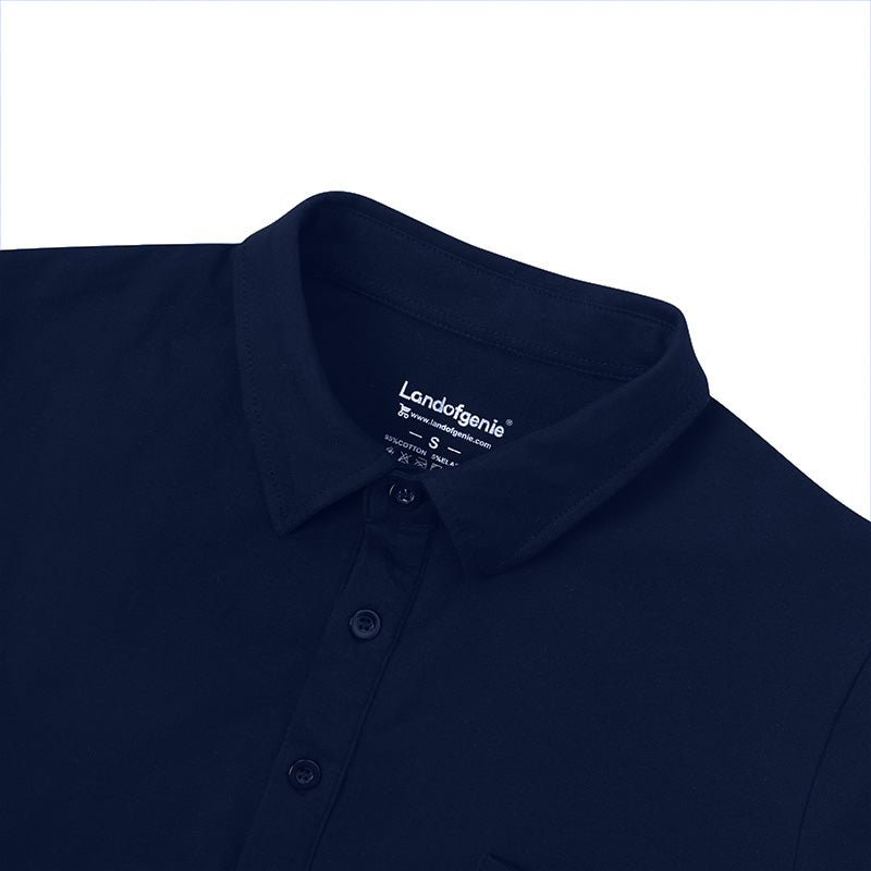 Landofgenie Mens Jumpsuit Polo Shirt Casual Style - Navy - landofgenie
