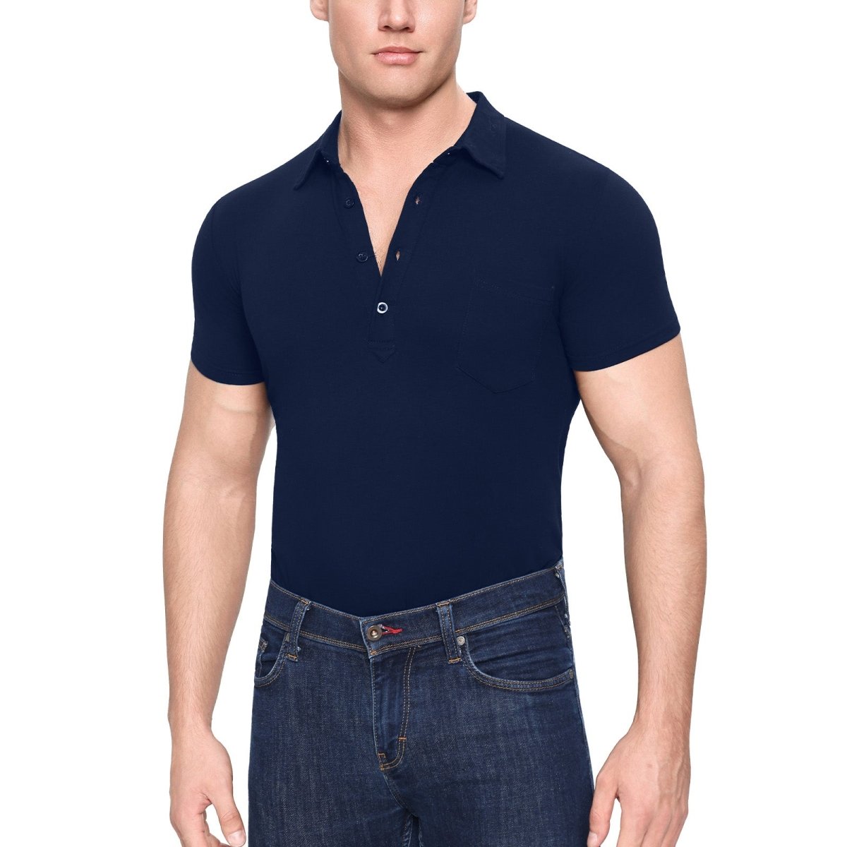 Landofgenie Mens Jumpsuit Polo Shirt Casual Style - Navy - landofgenie