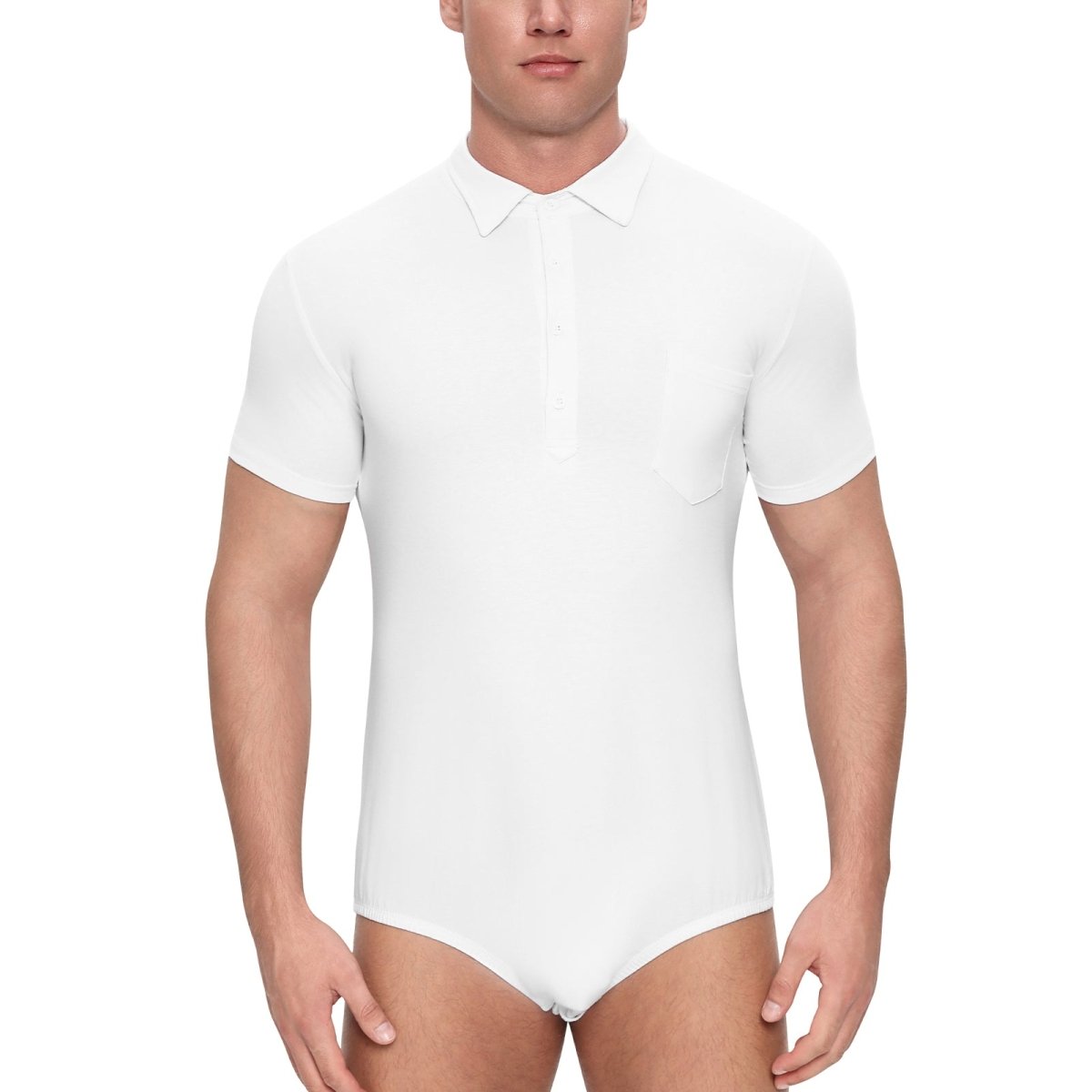 Landofgenie Mens Jumpsuit Polo Shirt Casual Style - White - landofgenie