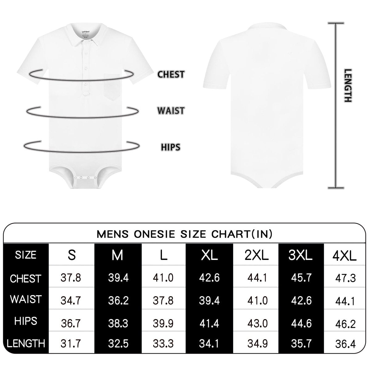Landofgenie Mens Jumpsuit Polo Shirt Casual Style - White - landofgenie