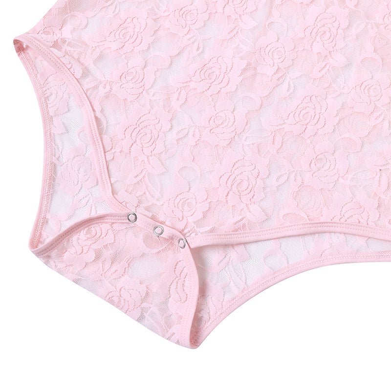 Landofgenie Mens Mesh Sleeveless Bodysuit - Follower Lace Pink - landofgenie