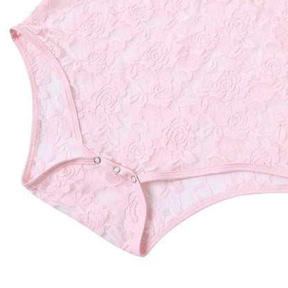Landofgenie Mens Mesh Sleeveless Bodysuit - Follower Lace Pink - landofgenie
