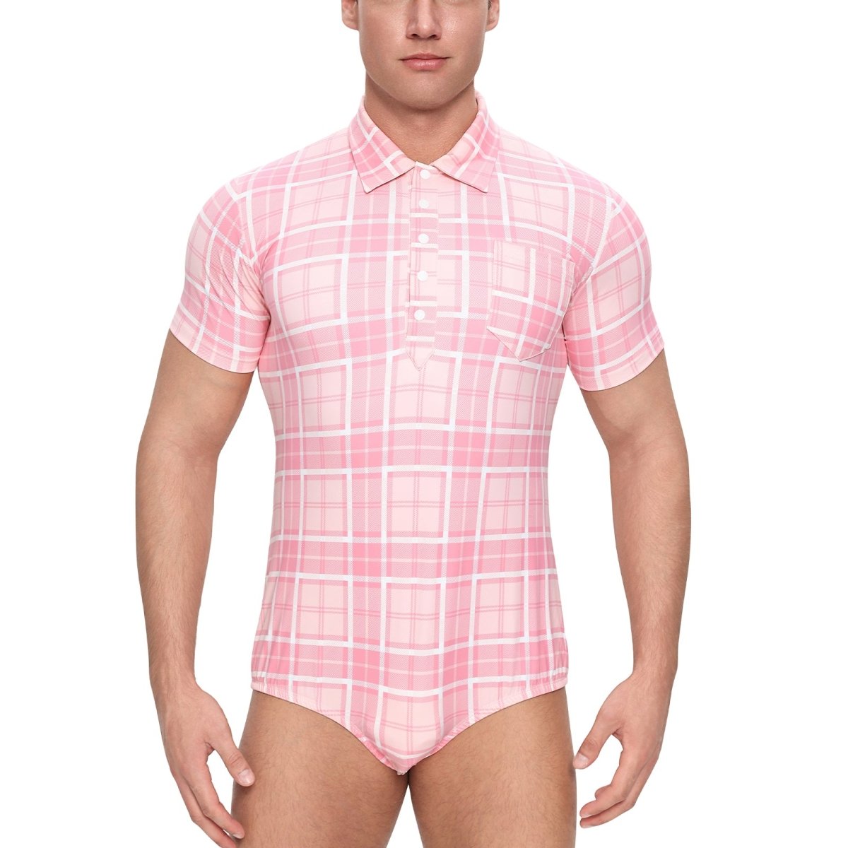 Landofgenie Mens Pink grid jumpsuit - landofgenie