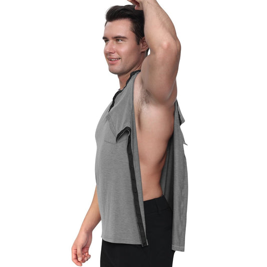 Landofgenie Mens Post - Shoulder Surgery Recovery Shirts - Grey - landofgenie