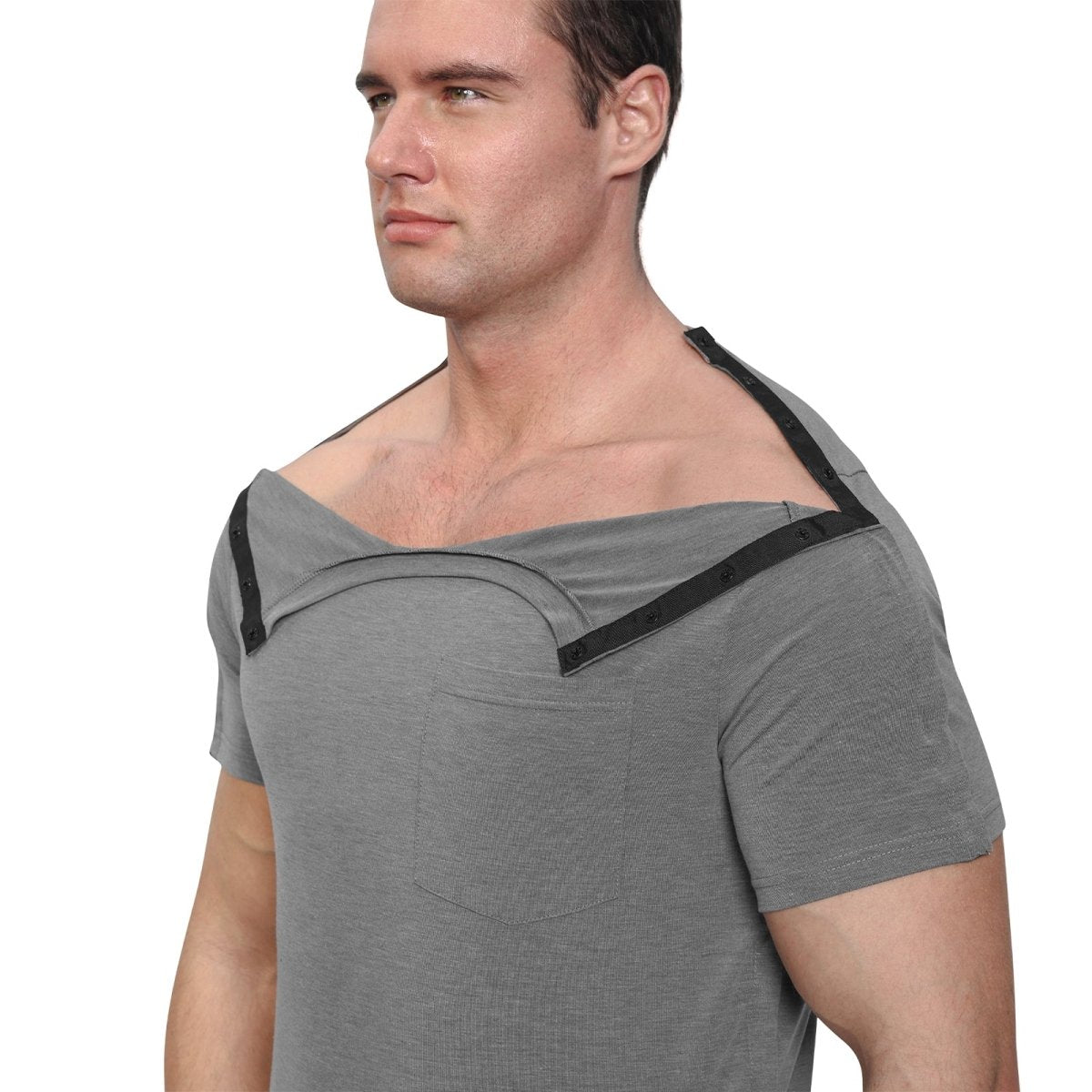 Landofgenie Mens Post - Shoulder Surgery Recovery Shirts - Grey - landofgenie