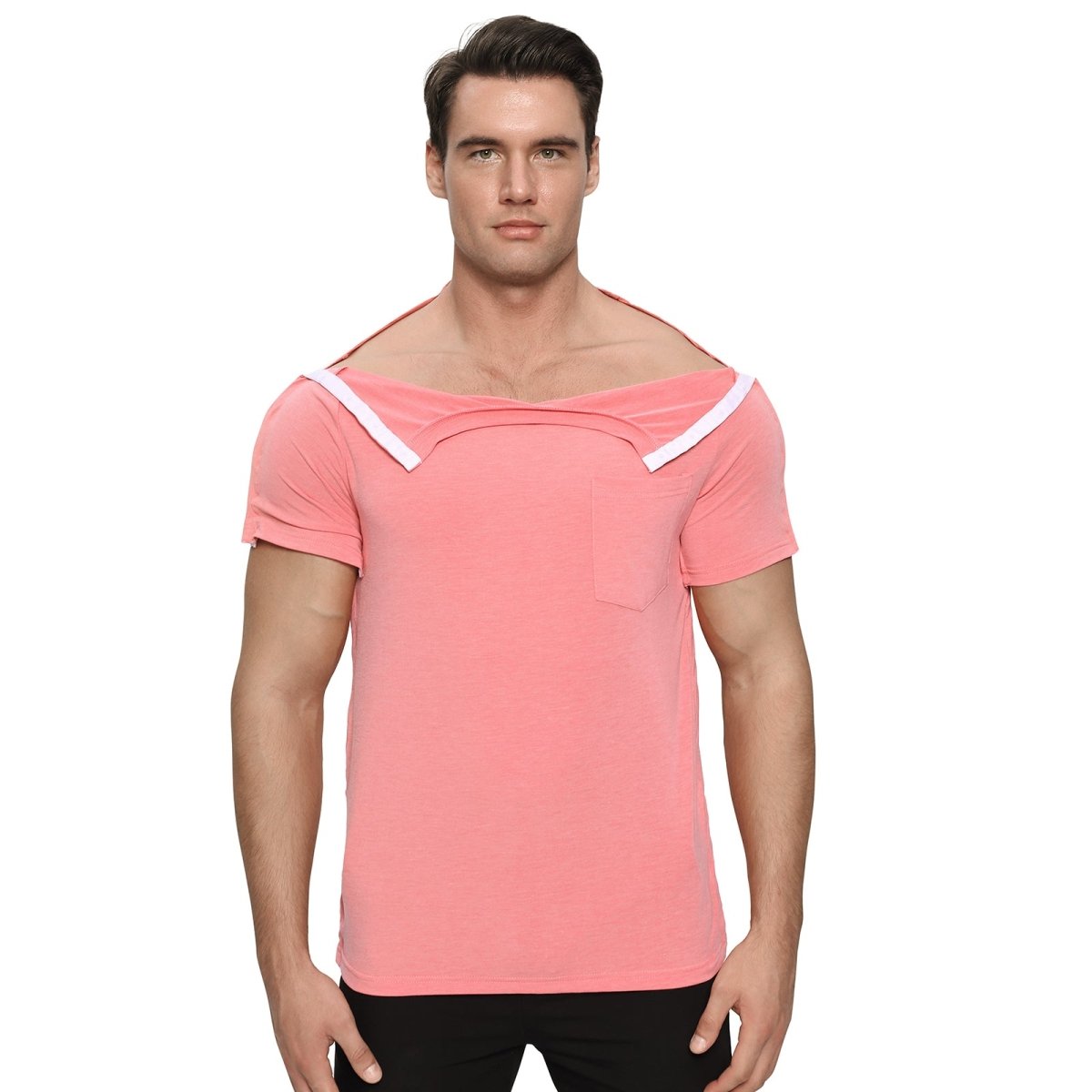 Landofgenie Mens Post - Shoulder Surgery Recovery Shirts - Red - landofgenie