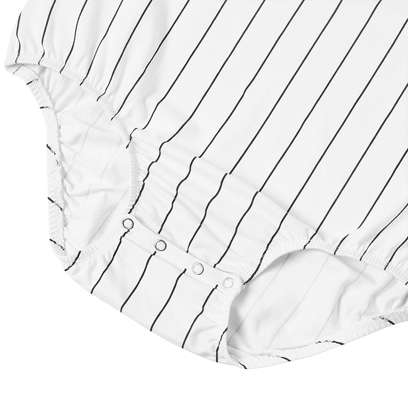 Landofgenie Mens Print Baseball Striped Onesie - Red - landofgenie