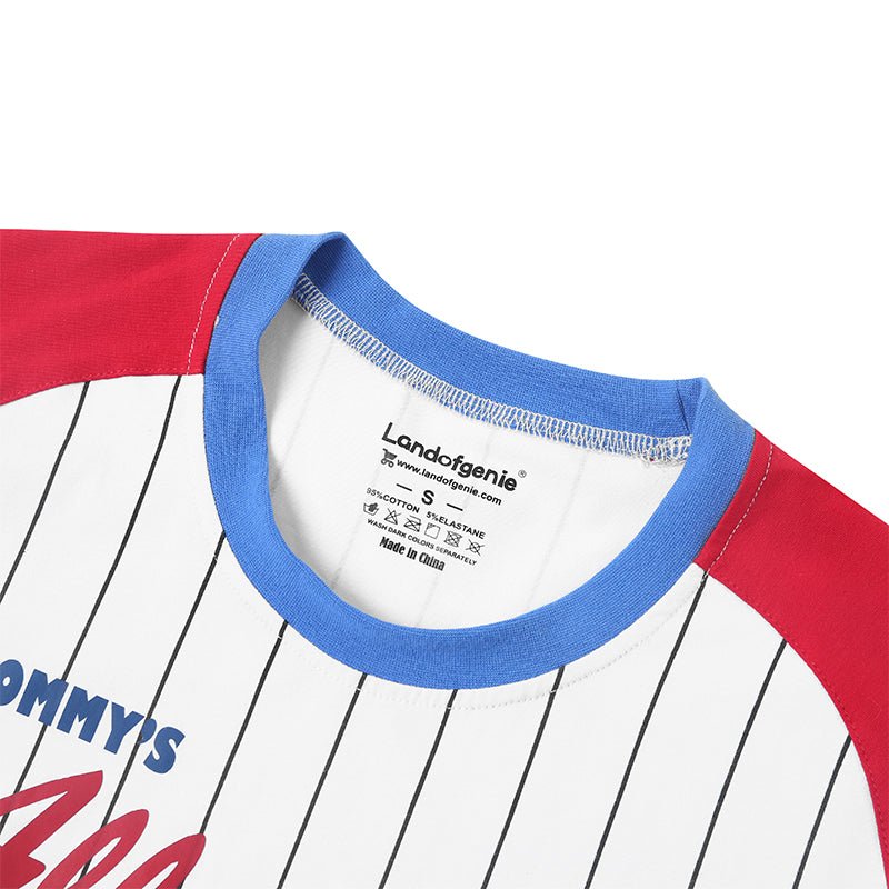 Landofgenie Mens Print Baseball Striped Onesie - Red - landofgenie