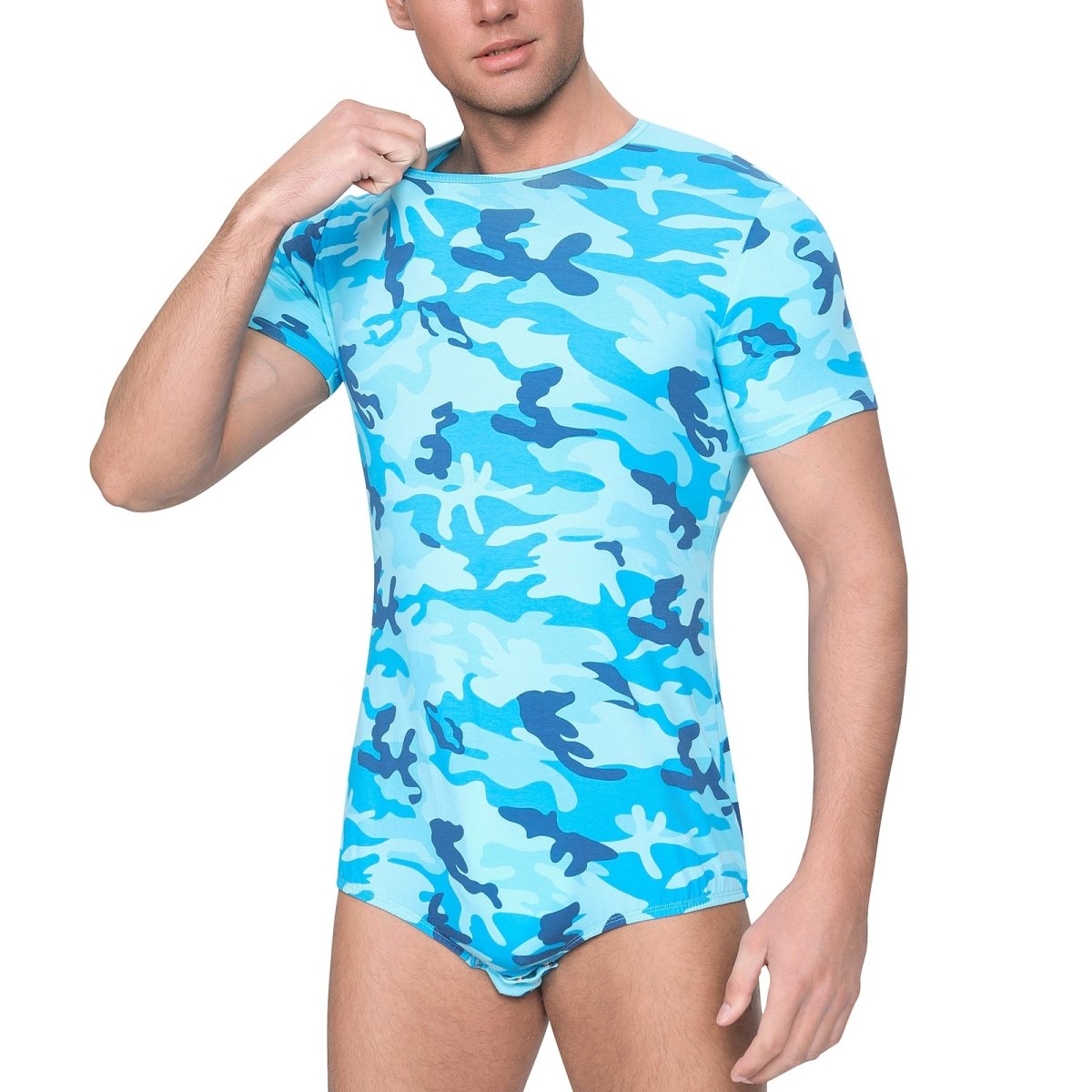 Landofgenie Mens Print Onesie - Camo Blue - landofgenie
