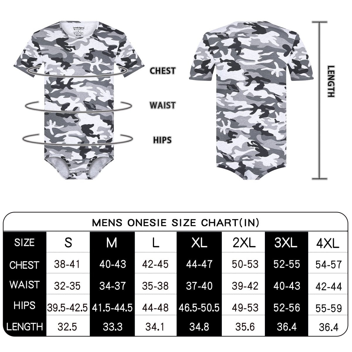 Landofgenie Mens Print Onesie - Camo Lt Grey - landofgenie
