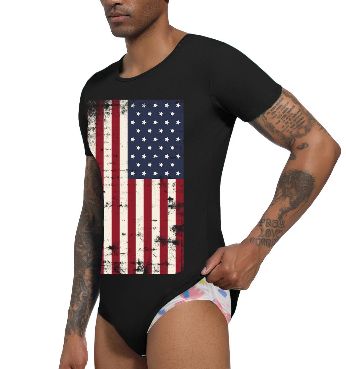 Landofgenie Mens Print Stripe Onesie -America - landofgenie