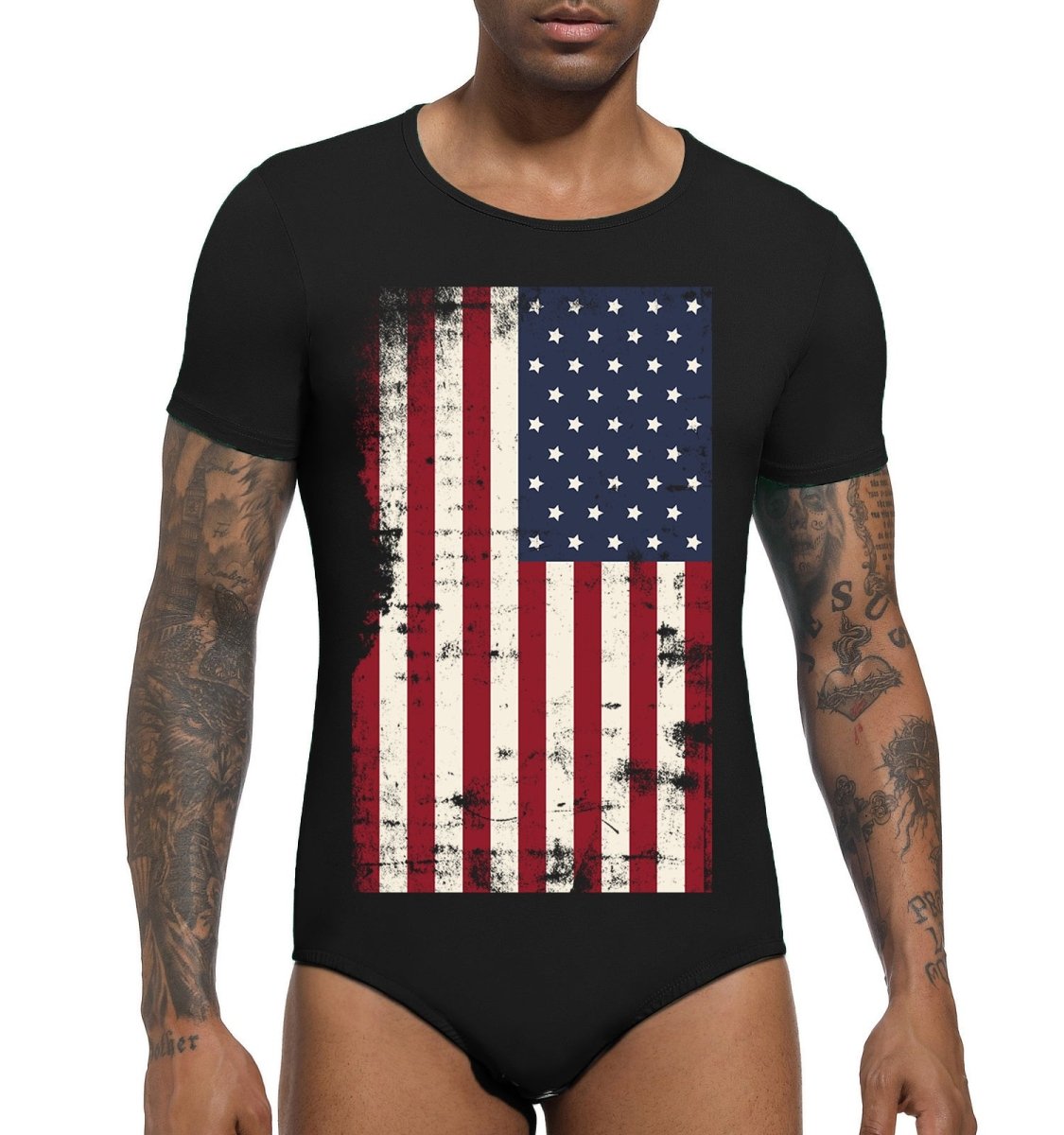 Landofgenie Mens Print Stripe Onesie -America - landofgenie