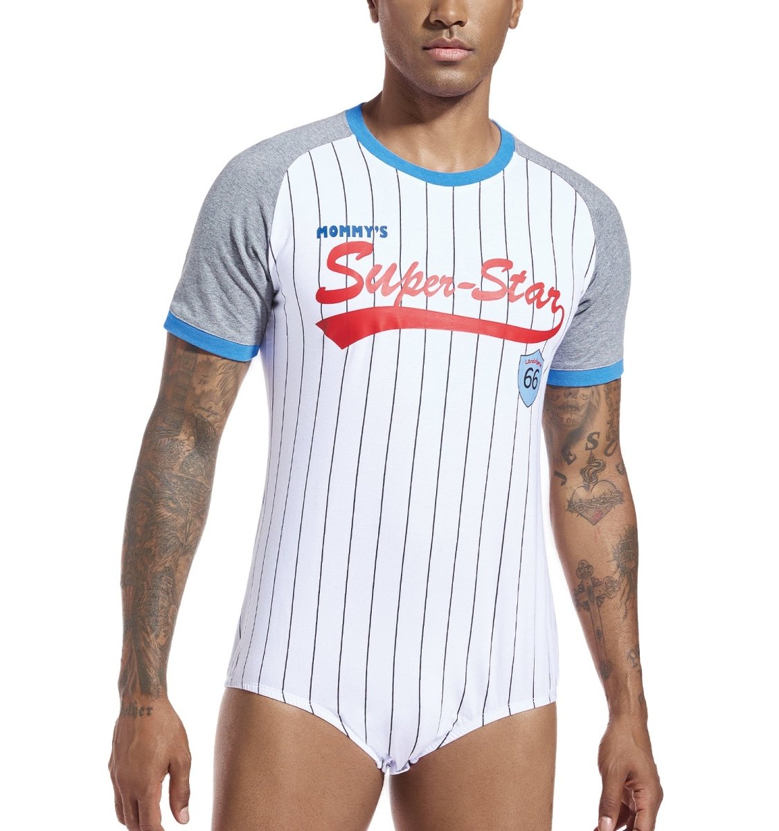 Landofgenie Mens Print Stripe Onesie - Baseball - landofgenie