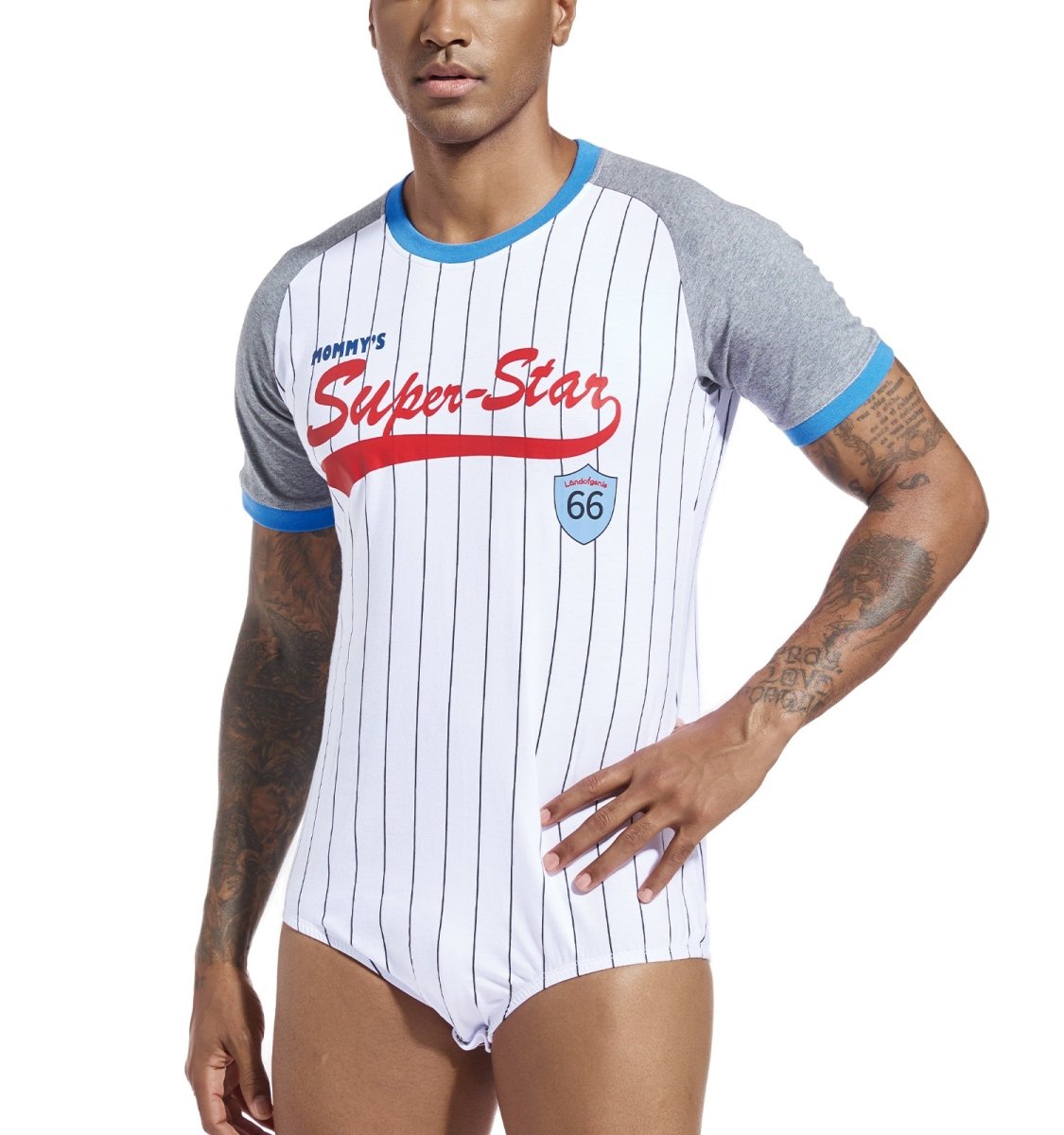 Landofgenie Mens Print Stripe Onesie -Baseball - landofgenie