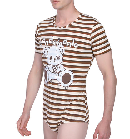 Landofgenie Mens Print Stripe Onesie - Bear - landofgenie