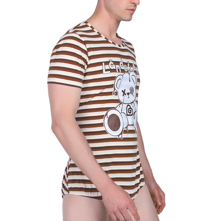 Landofgenie Mens Print Stripe Onesie - Bear - landofgenie