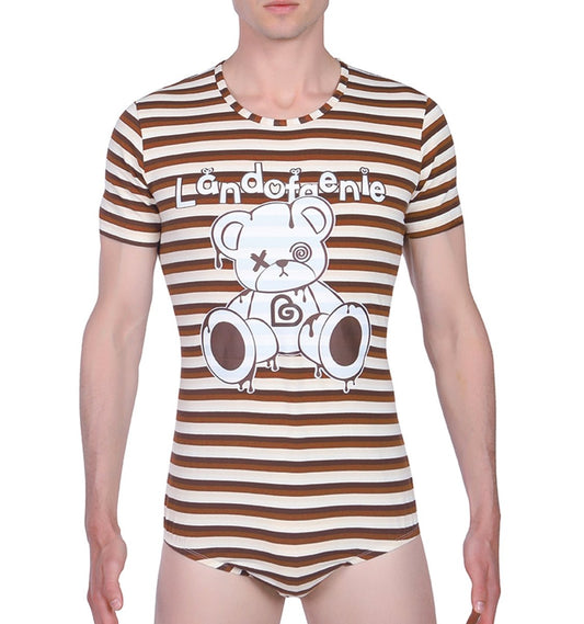 Landofgenie Mens Print Stripe Onesie - Bear - landofgenie