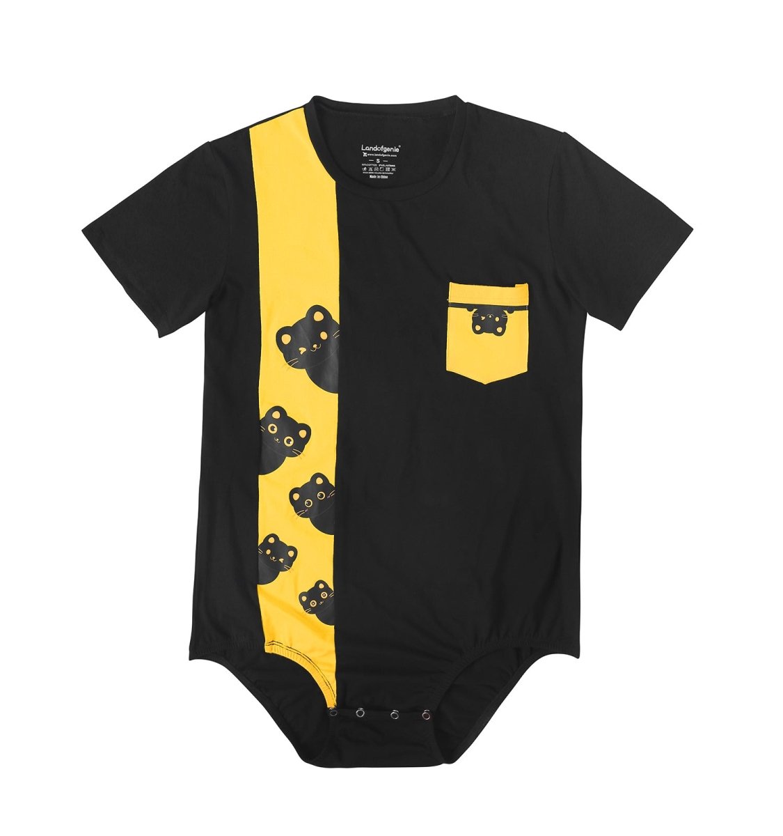 Landofgenie Mens Print Stripe Onesie - Kitten - landofgenie