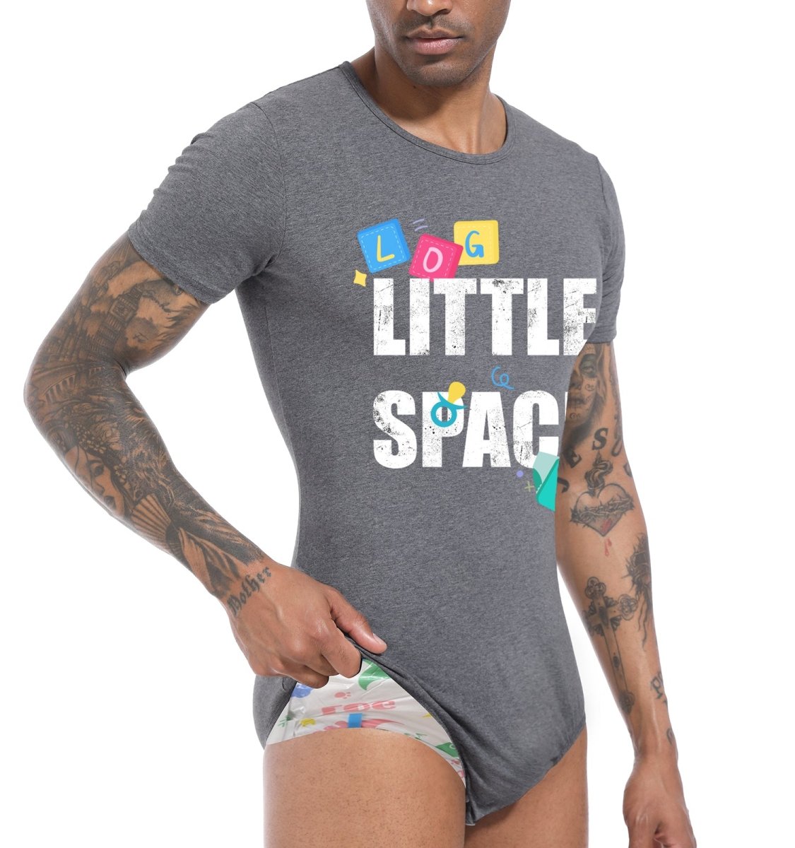 Landofgenie Mens Print Stripe Onesie -littlespace - landofgenie