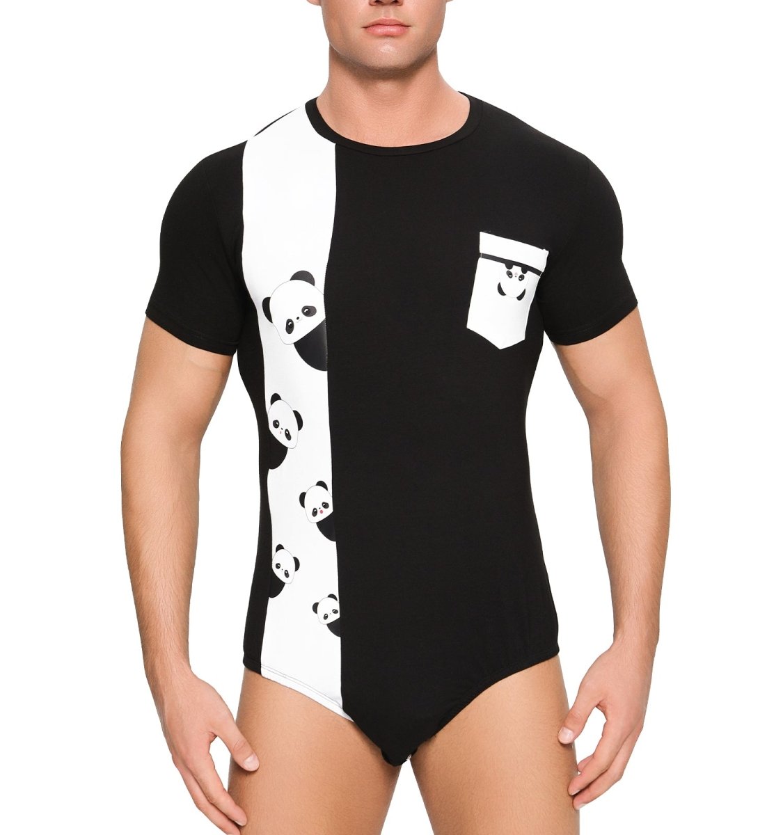 Landofgenie Mens Print Stripe Onesie - Panda - landofgenie