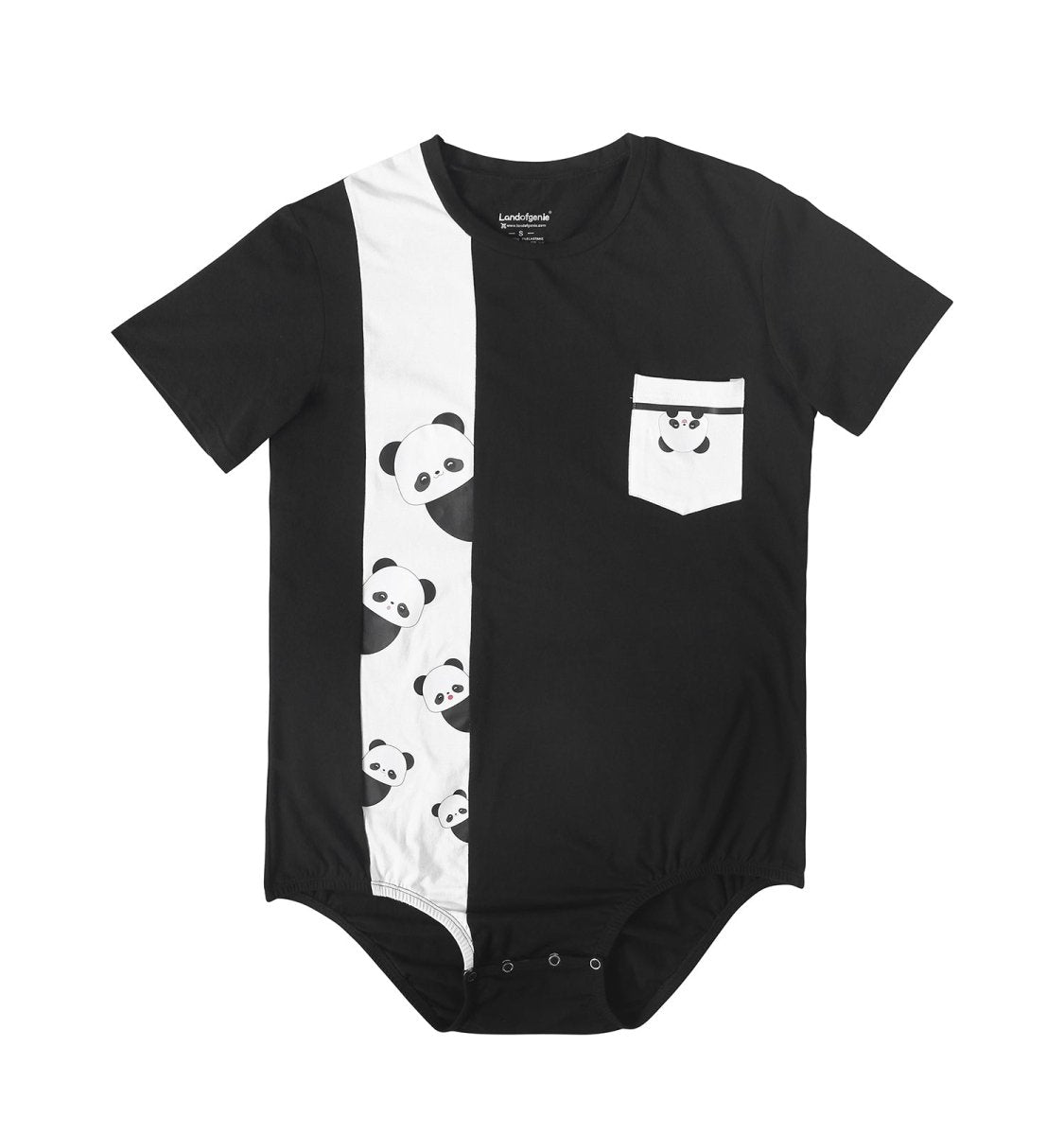 Landofgenie Mens Print Stripe Onesie - Panda - landofgenie