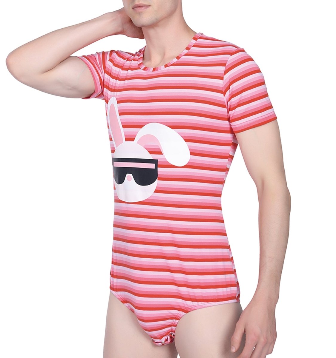 Landofgenie Mens Print Stripe Onesie -Punk Bunny - landofgenie