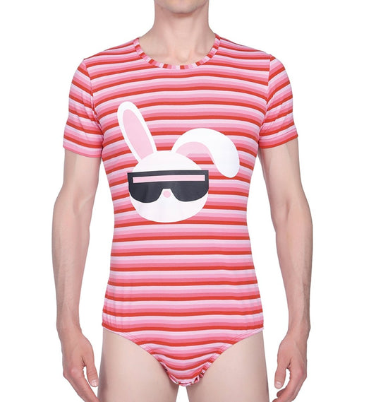 Landofgenie Mens Print Stripe Onesie -Punk Bunny - landofgenie