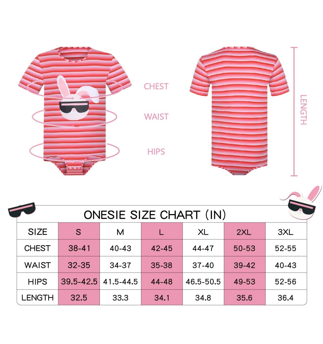Landofgenie Mens Print Stripe Onesie -Punk Bunny - landofgenie
