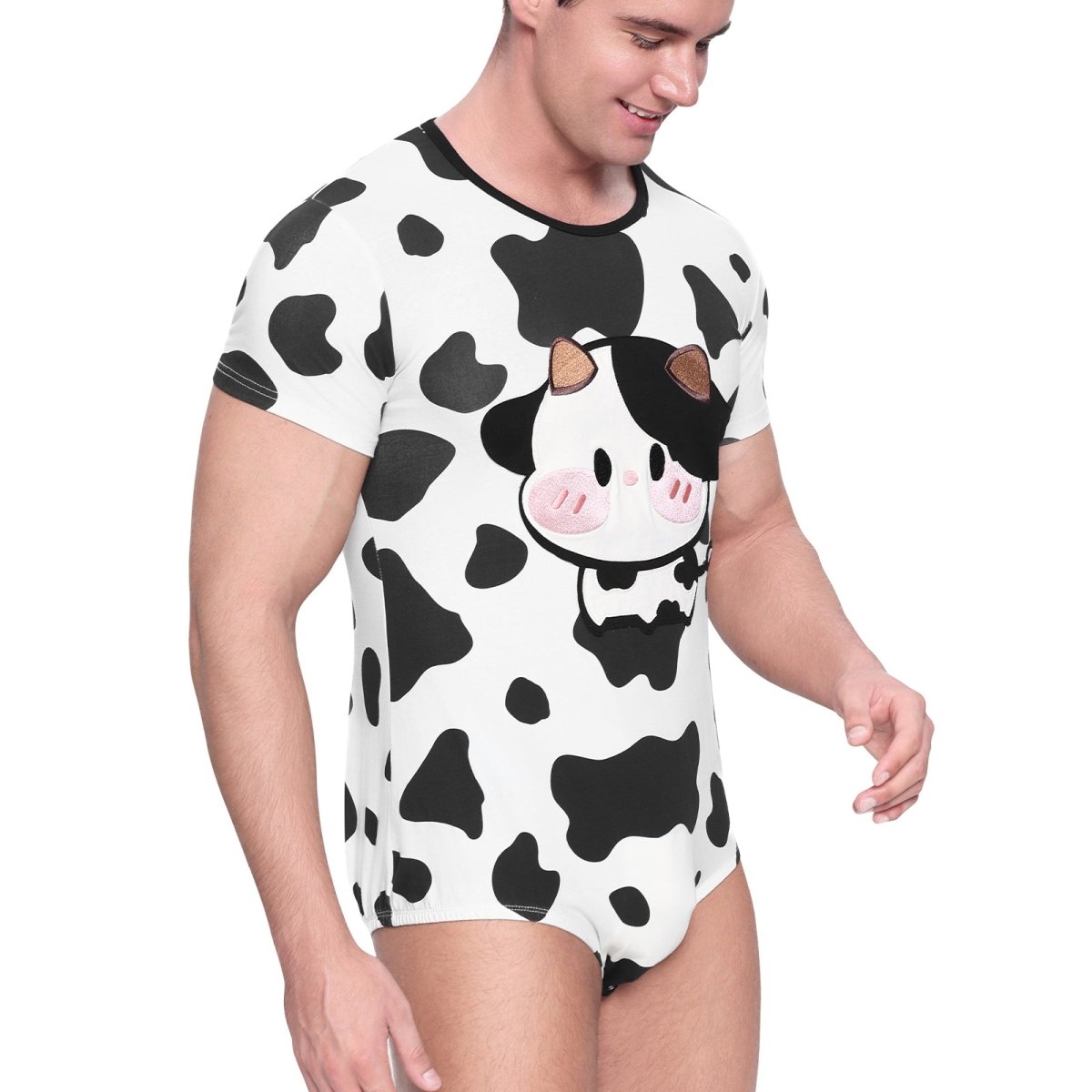 Landofgenie Mens Romper Cow Print Jumpsuit - landofgenie