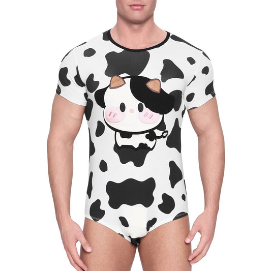 Landofgenie Mens Romper Cow Print Jumpsuit - landofgenie