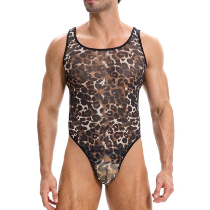 Landofgenie Mens Sexy One Piece Lingerie - leopard print - landofgenie