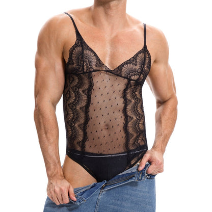 Landofgenie Mens Sexy One Piece Lingerie - tulle lace - landofgenie