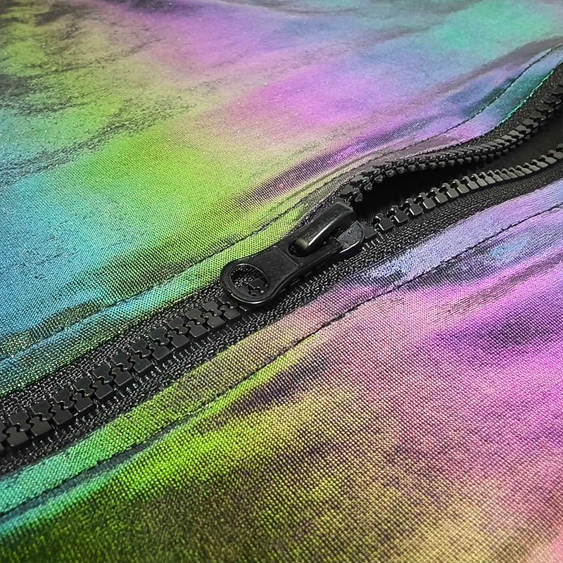 Landofgenie Mens Shiny Metallic Zip Up Sleeveless Hooded Vest T Shirt - Black - landofgenie