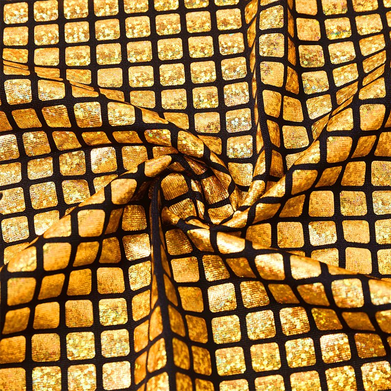 Landofgenie Mens Shiny Metallic Zip Up Sleeveless Hooded Vest T Shirt - Golden Grid - landofgenie