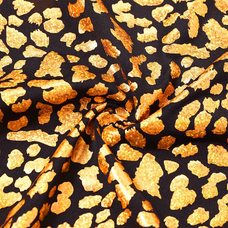 Landofgenie Mens Shiny Metallic Zip Up Sleeveless Hooded Vest T Shirt - Golden leopard - landofgenie