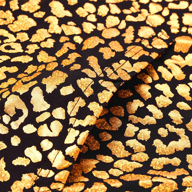 Landofgenie Mens Shiny Metallic Zip Up Sleeveless Hooded Vest T Shirt - Golden leopard - landofgenie