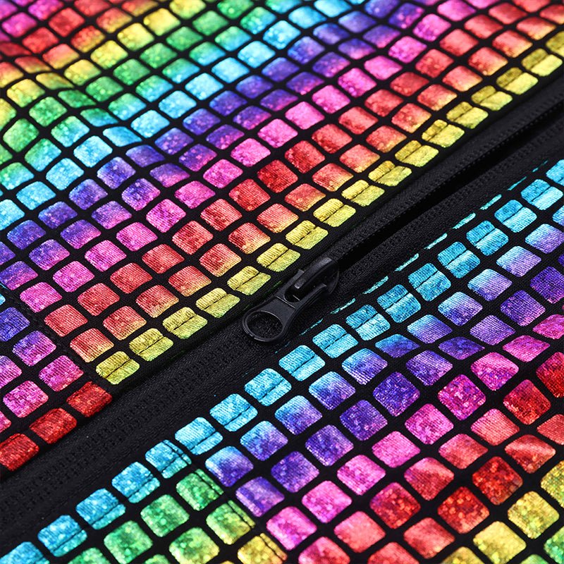 Landofgenie Mens Shiny Metallic Zip Up Sleeveless Hooded Vest T Shirt - Red blue - landofgenie