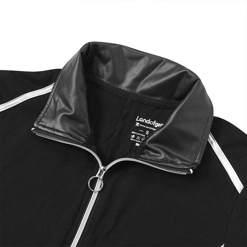 Landofgenie Men's Shirt Collar Bodyuit with Zipper - landofgenie