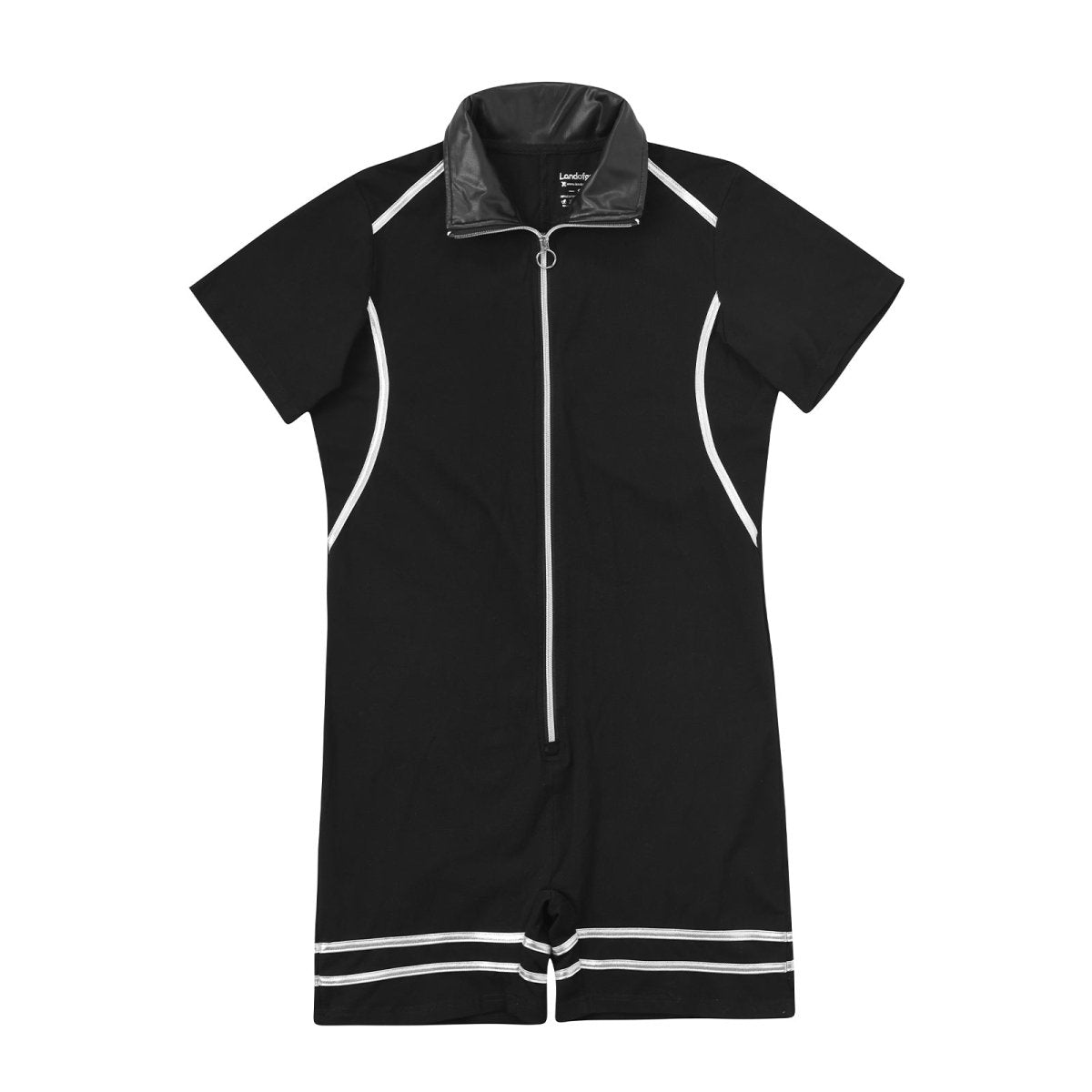 Landofgenie Men's Shirt Collar Bodyuit with Zipper - landofgenie